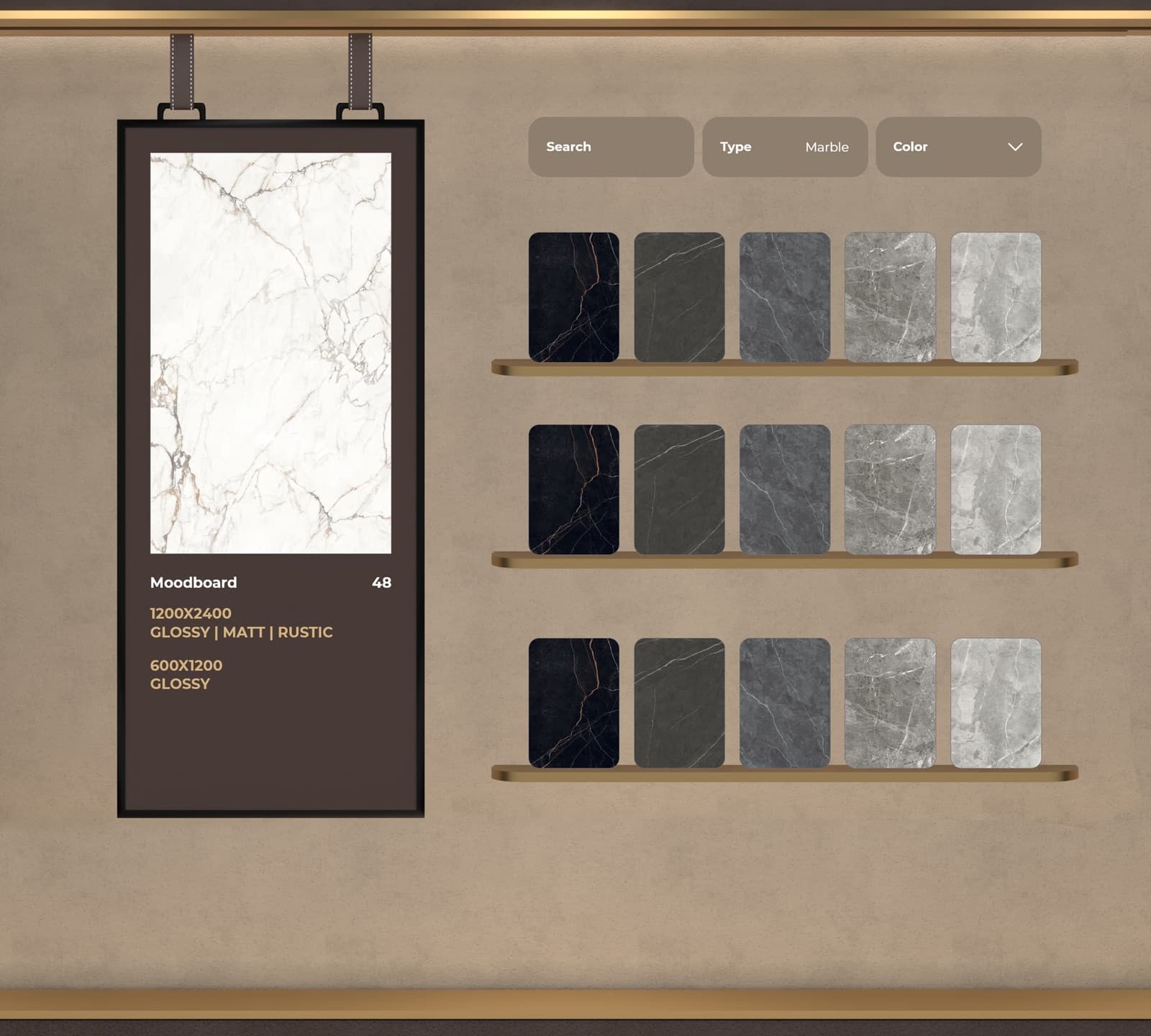 The Varmora iStone & iCollection premium stone library on the Hybrid display